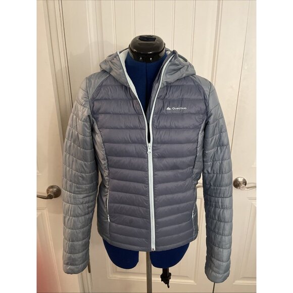 Quechua DECATHLON Women’s Blue DOWN Puffer Jacket Coat Sz S Zip Thin But Warm‎ - Picture 12 of 16